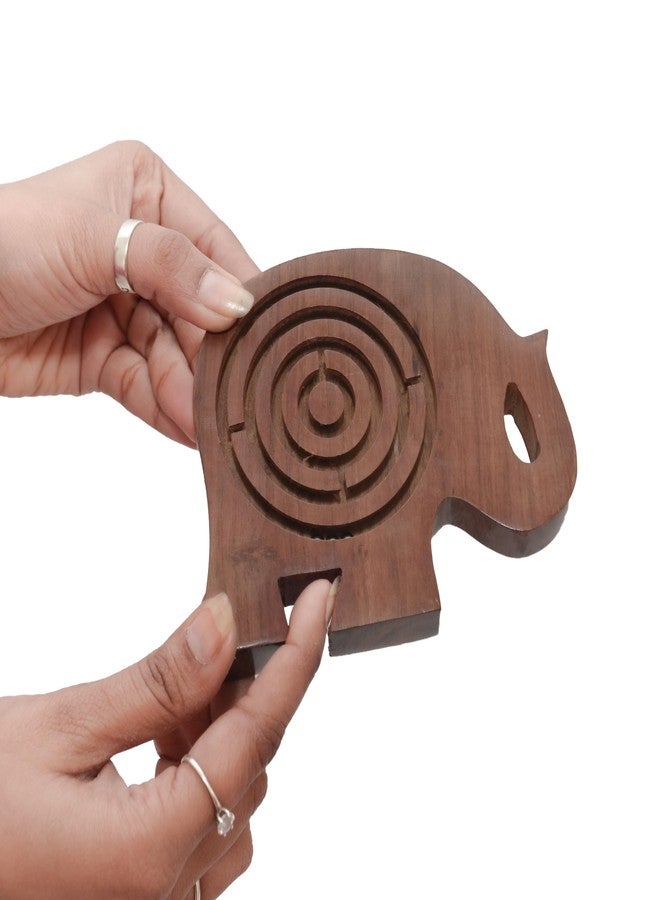 Mittimate Wooden Maze & Labyrinth Puzzle Game for Kids I Elephant Shaped Bhool Bhulaiyaa Indoor Activity Board Game for Children I Brain Teaser Toys - Image 2